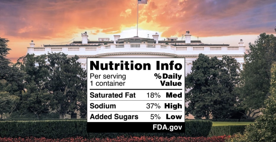 Nutrition information panel on packaged food